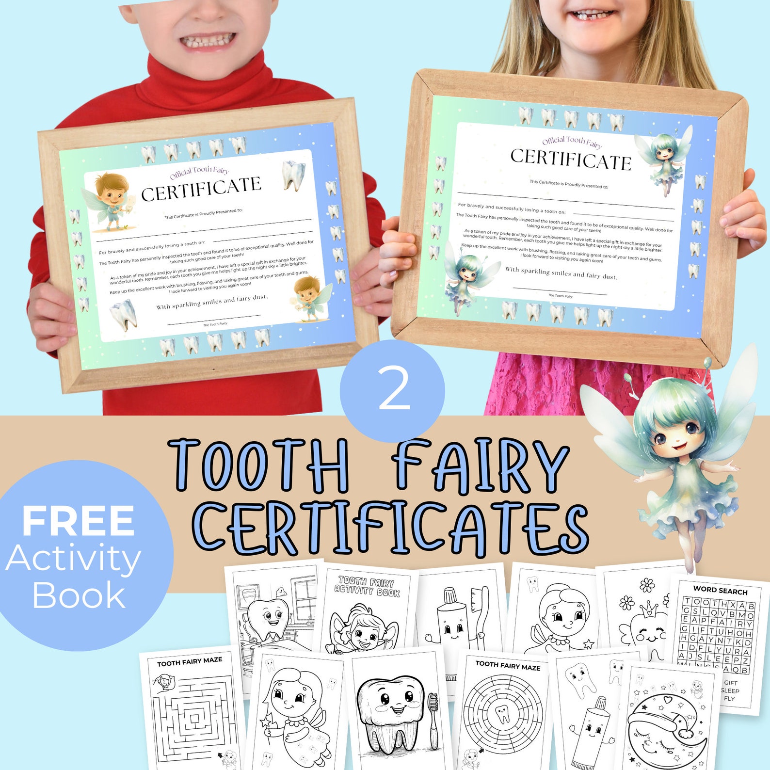 Tooth Fairy Certificate Printable Keepsake Letters, Child's First Lost ...
