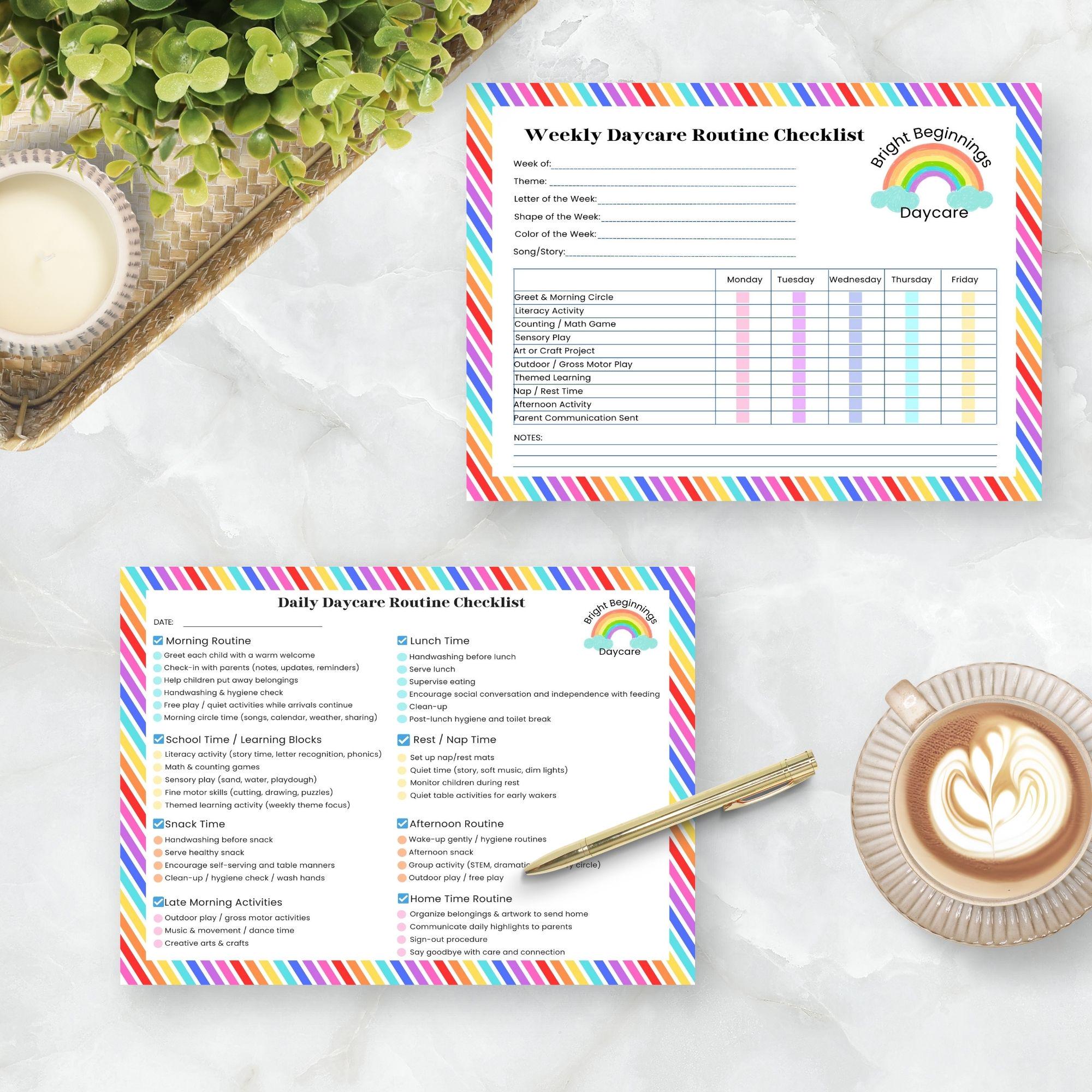 Daycare Schedule Template, Childcare Weekly Routine Checklist, Editable ...