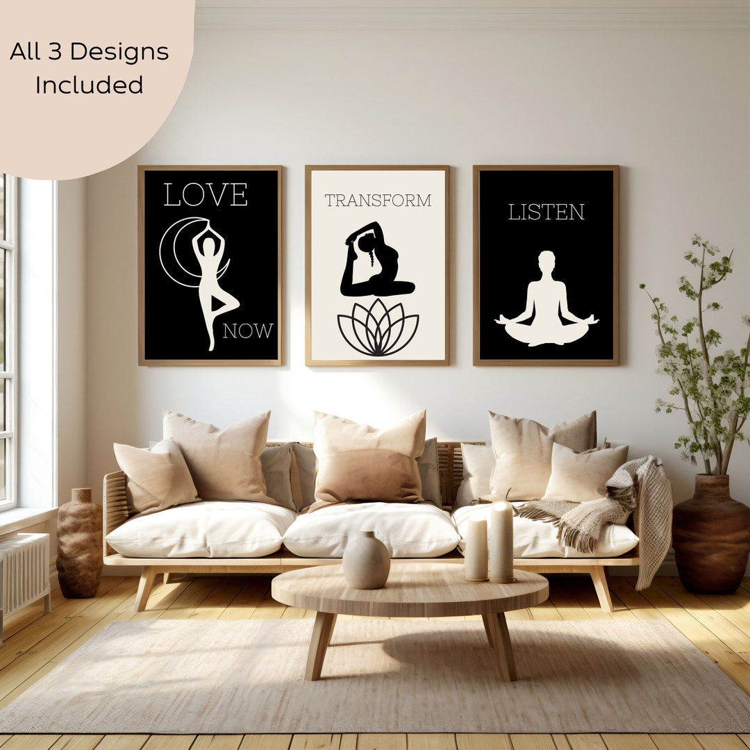 Boho Minimalist Wall Art Print Set, Neutral Tones Eclectic Wall Art ...