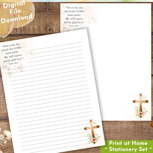 Ostergebet Bibel Zitate Vers Druckbares Briefpapier Set Psalm 118:24 Inspirational Religiöses Schreibpapier US Letter Größe A4 Liniert Unliniert