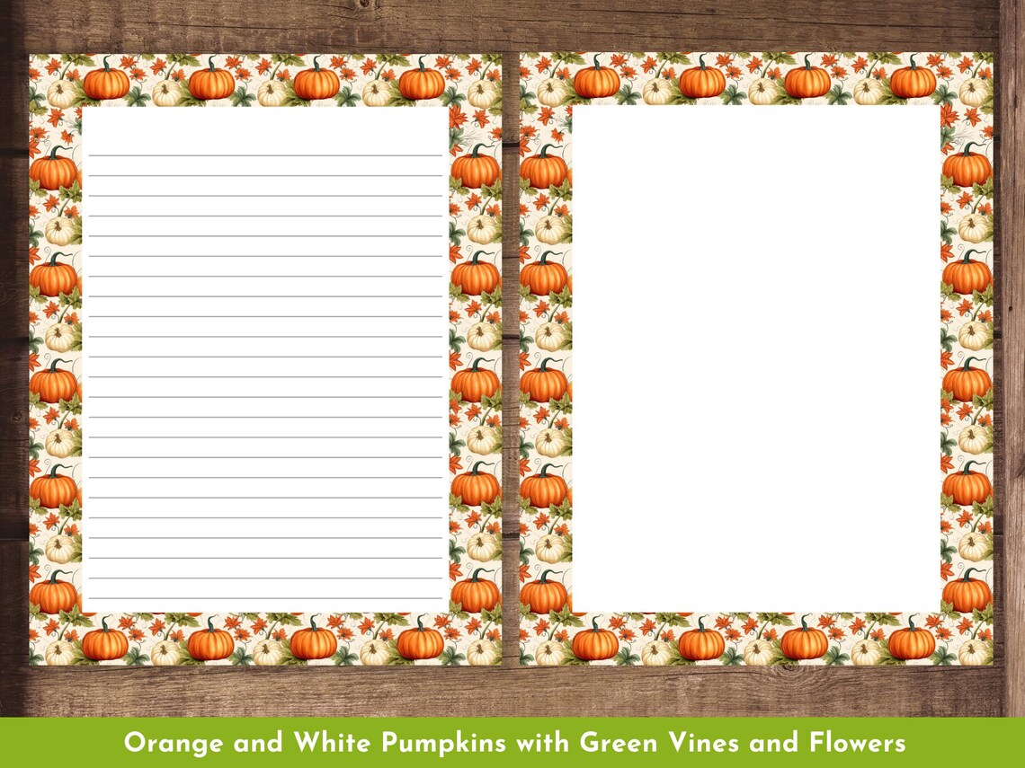 Fall Season Pumpkins Halloween Printable Stationary Set Stationery ...