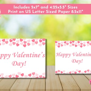 Happy Valentines Day Printable Card, Pink Hearts,5x7 and 4.25x5.5 ...
