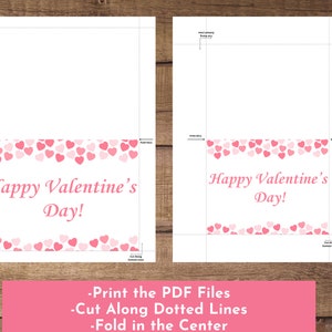 Happy Valentines Day Printable Card, Pink Hearts,5x7 and 4.25x5.5 ...