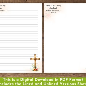 Empty Scripture Paper Bible Quotes Printable Stationery Set Prayer Catholic Cross ...