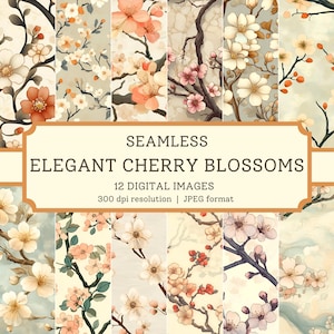 Elegantes Kirschblüten-Digitalpapier, hochwertige nahtlose Bilder, druckbares Scrapbook Papier/Textil-Design, Blumengarten-Hintergründe