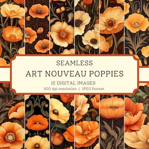 Papier numérique Art nouveau, coquelicots, images transparentes de haute qualité, papier peint floral vintage, album botanique, motifs textiles fleur de pavot