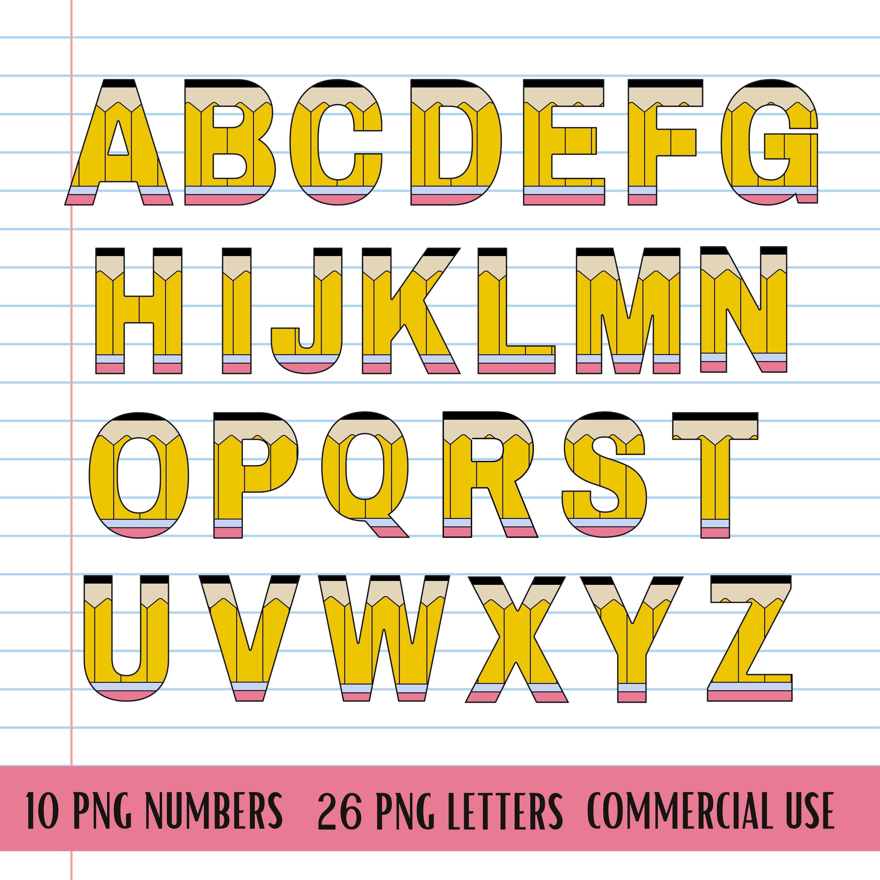 Pencil Alphabet PNG, A to Z Letters, 0 to 9 Numbers, High Resolution ...