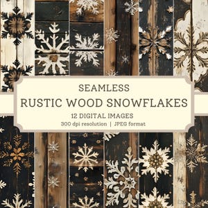 Papier numérique flocons de neige en bois rustique, images transparentes de haute qualité, albums d'hiver imprimables/designs textiles, arrière-plans de Noël