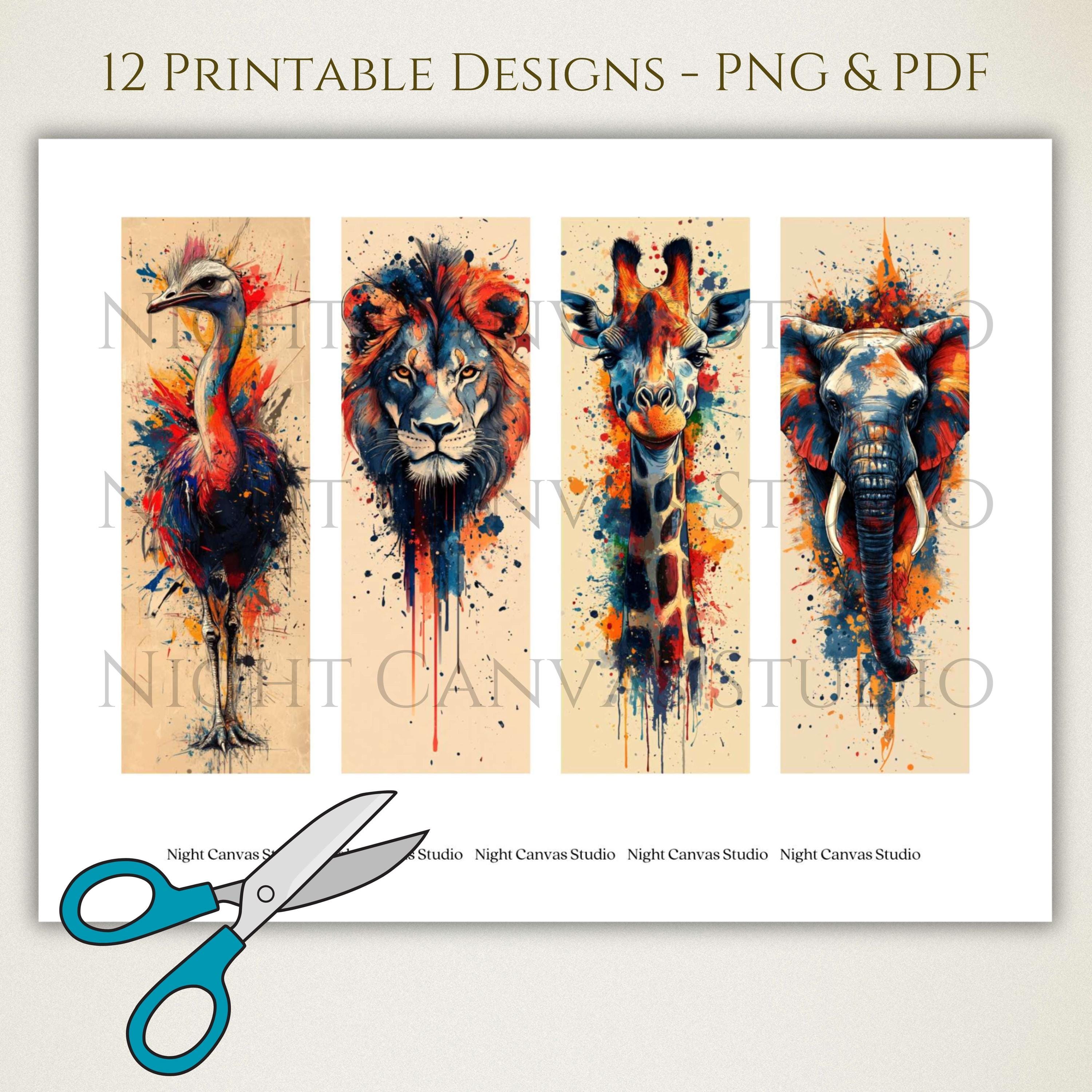 Colorful African Safari Printable Bookmarks, High Quality Digital ...