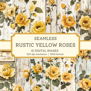 Carta digitale rustica con rose gialle, immagini senza soluzione di continuità di alta qualità, carta per scrapbooking/disegni tessili per giardinaggio, sfondi floreali