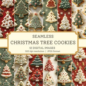 Weihnachtsbaum-Plätzchen-Digitalpapier, hochwertige nahtlose Bilder, Urlaub, die Nachtisch-Sammelalbum / Textil-Designs, digitale Hintergründe backen