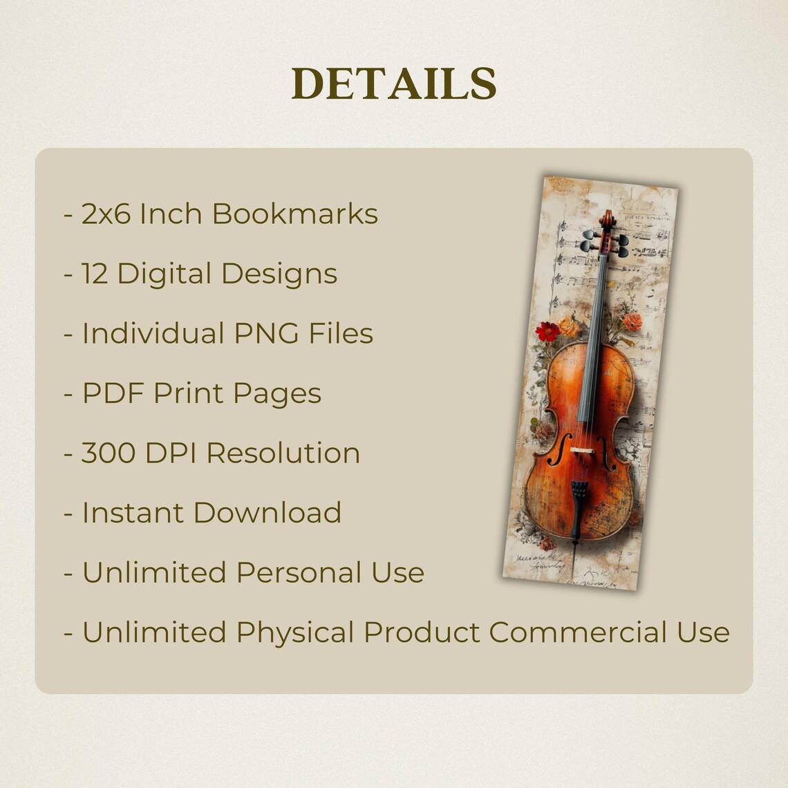 Grunge Musical Instruments Printable Bookmarks, High Quality Digital ...