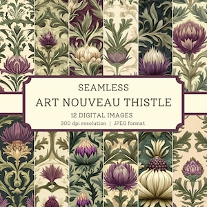 Jugendstil-Distel-Papier, hochwertige nahtlose Bilder, Vintage-Blumen-Tapete, botanisches Sammelalbum, Blumen-Textil-Design