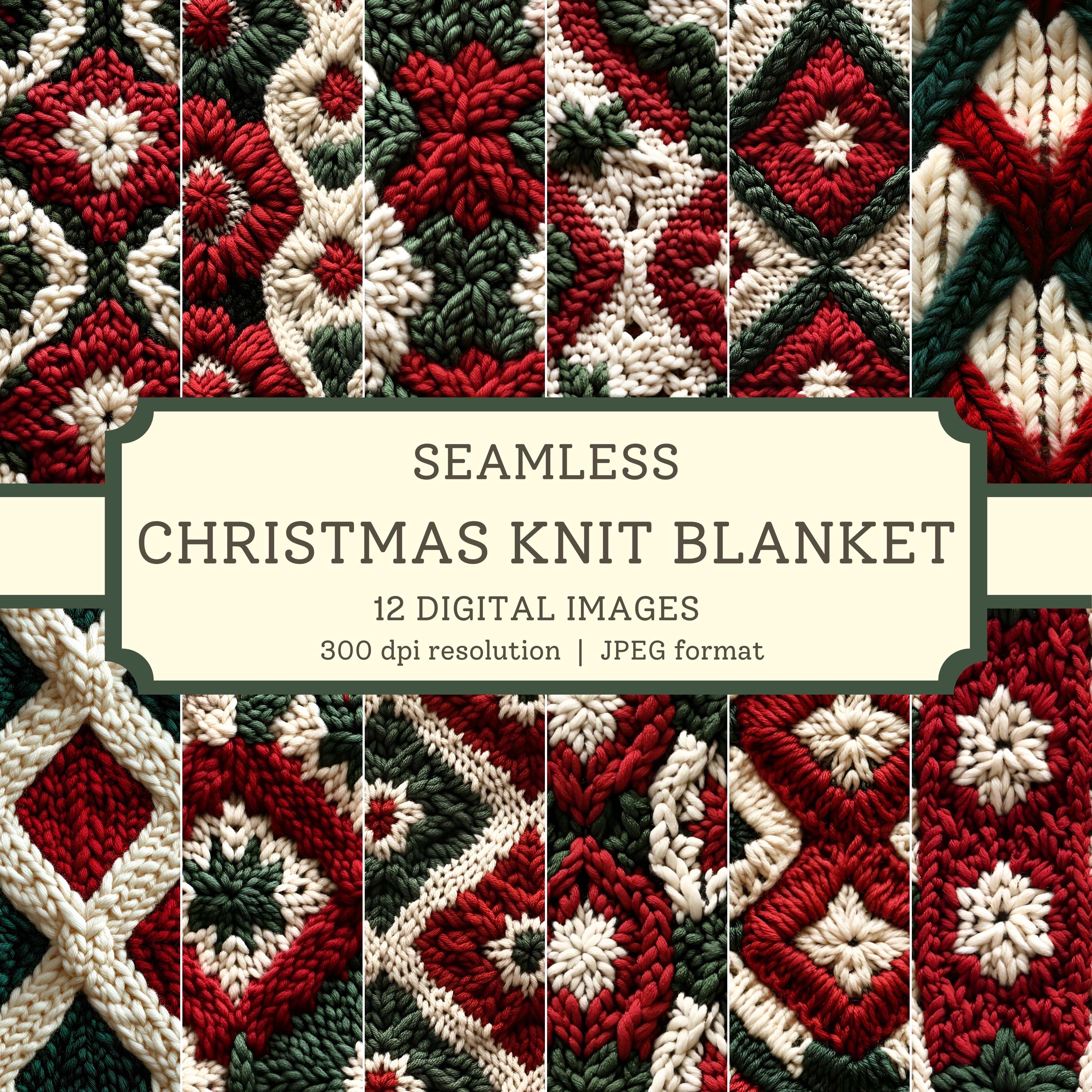 Christmas Knit Blanket Digital Paper, High Quality Seamless Images, Printable Cozy Crochet Scrapbook Pages, Holiday Junk Journal Backgrounds