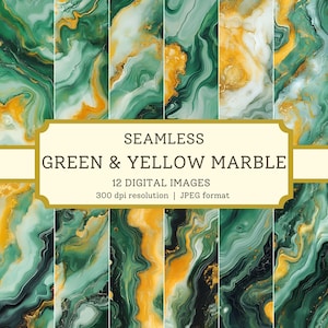 May include: Twelve seamless digital images of green and yellow marble patterns. Each image is 300 dpi resolution and in JPEG format.