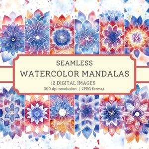 Aquarell Mandala Digitales Papier, hochwertige nahtlose Bilder, Kaleidoskop-Sammelalbum, Textil-Designs, geometrische Tapeten-Hintergründe