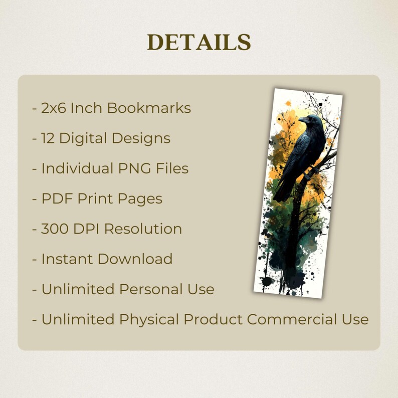 Splattered Ink Crows Paint Splatter Crows Printable Bookmarks, High Quality Digital Images ...
