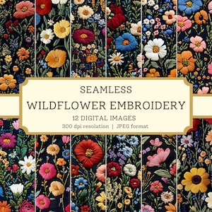 Digitaal borduurpapier met wilde bloemen, naadloze afbeeldingen van hoge kwaliteit, afdrukbaar bruiloftscrapbook/textielontwerpen met bloemen, digitale achtergronden