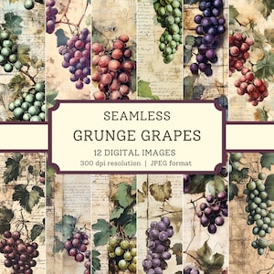 Grunge druiven digitaal papier, naadloze afbeeldingen van hoge kwaliteit, wijngaard fruit ongewenste dagboek plakboek/textielontwerpen, wijnliefhebber achtergronden