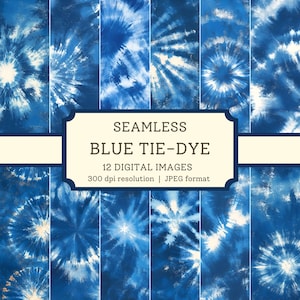 Blauw tie-dye digitaal papier, naadloze afbeeldingen van hoge kwaliteit, afdrukbaar abstract plakboek/spiraal textielontwerpen, winter digitale achtergronden