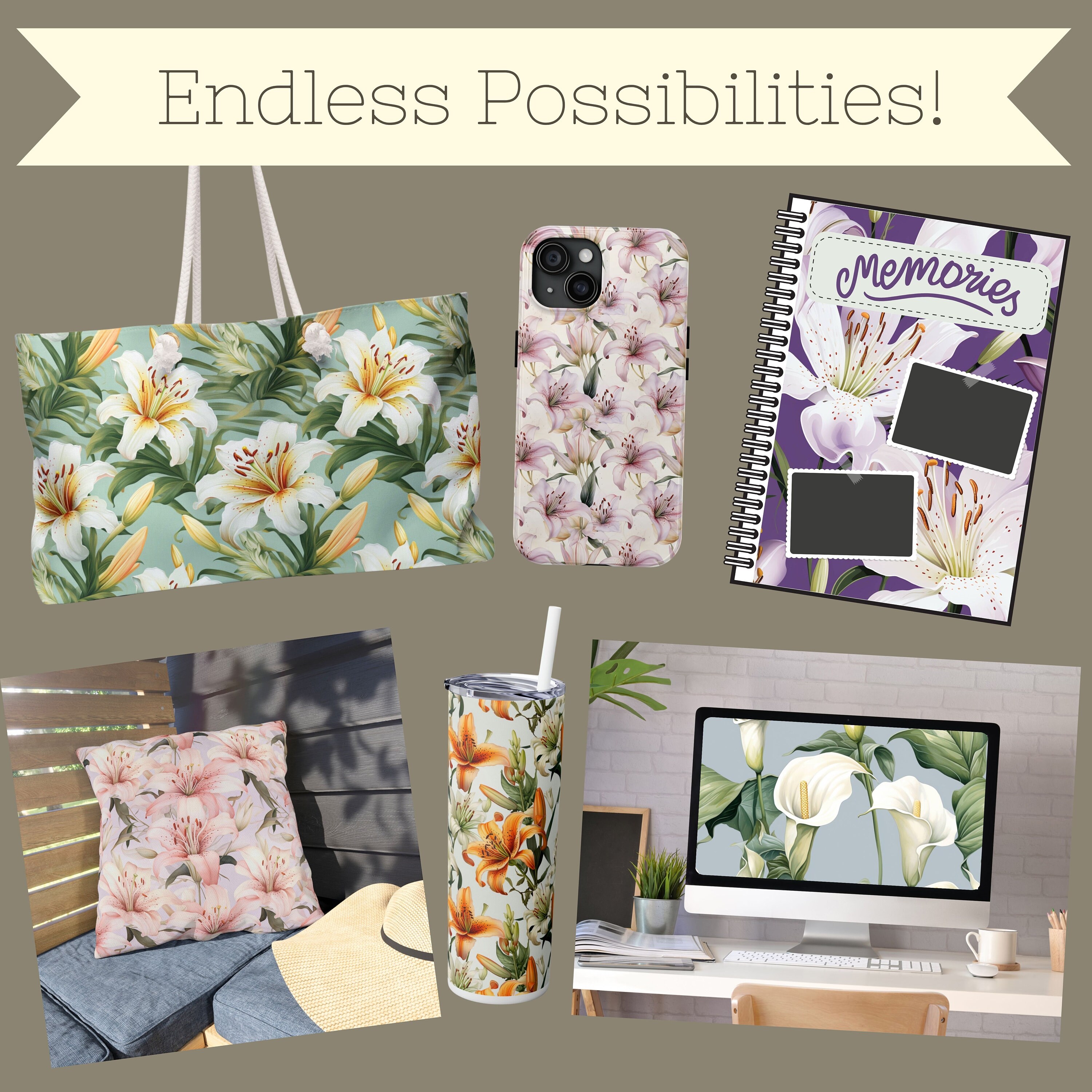 Watercolor Lilies Digital Paper, 12 High Quality Seamless Images ...