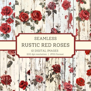 Papel digital rústico de rosas rojas, imágenes sin costuras de alta calidad, diseños de papel y textiles para álbumes de recortes de jardinería, fondos florales