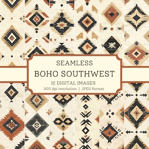 Boho Southwest Digital Paper, hochwertige nahtlose Bilder, Boho Wallpaper, Western Scrapbook/Textil-Designs, digitale Hintergründe