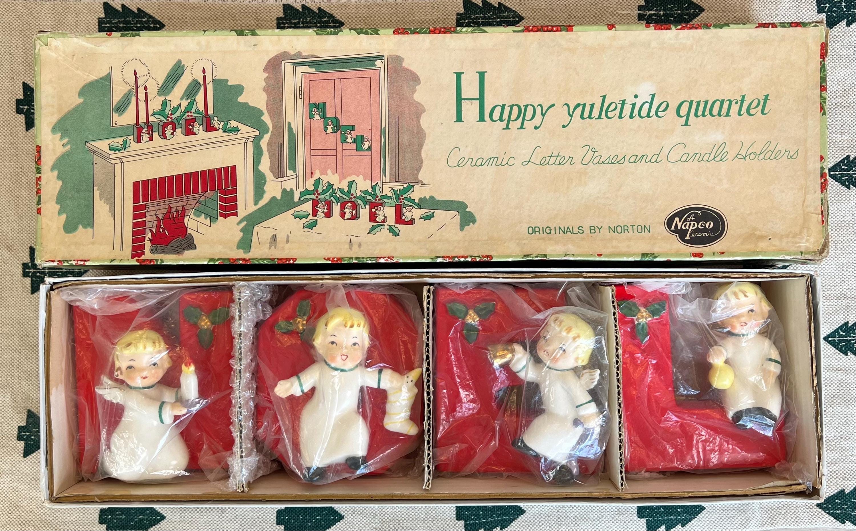 1956 NAPCO Angel NOEL 'happy Yuletide Quartet' Ceramic Letter