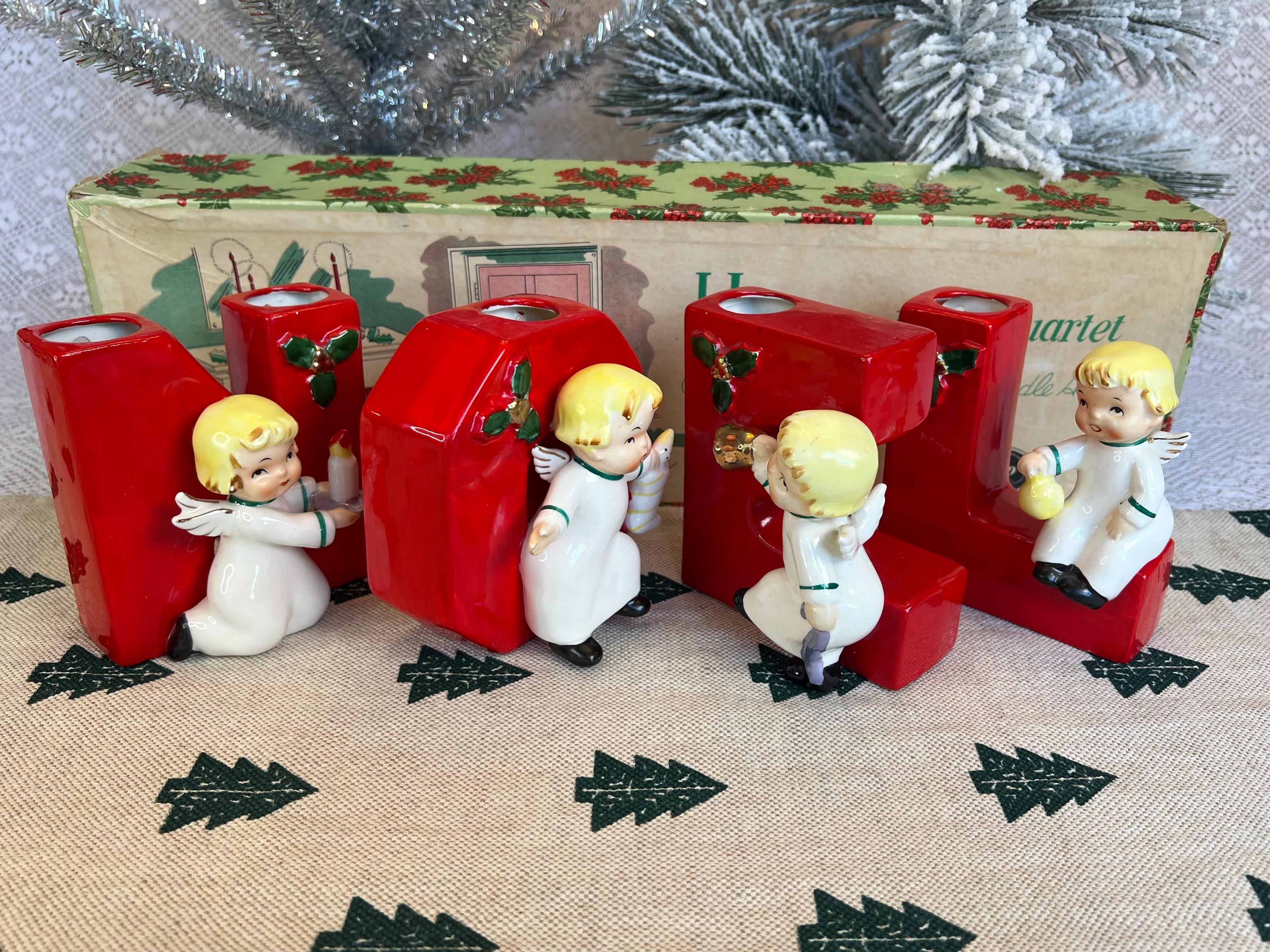 1956 NAPCO Angel NOEL 'happy Yuletide Quartet' Ceramic Letter