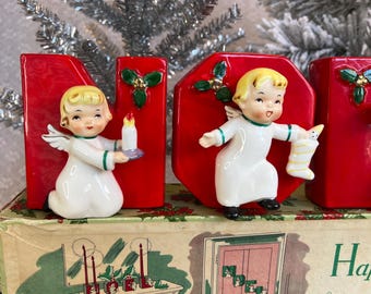 1956 NAPCO Angel NOEL 'happy Yuletide Quartet' Ceramic Letter