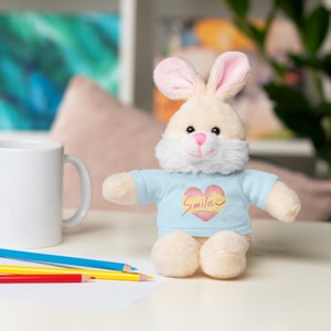 Handmade &quot;Smile&quot; Stuffed Animals for Children: Panda, Lion, Bear, Bunny, Jaguar, Sheep , Plush Stuffed Animals Customizable T-Shirts