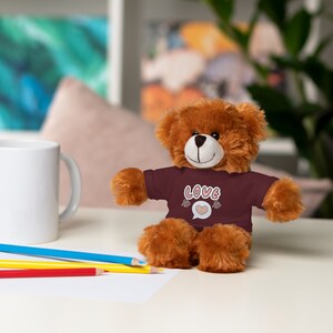 Stuffed Animals “LOVE” Themed , Customizable Valentine Gift , Handmade Stuffed Animals T-Shirt Colors Selection , Adorable Soft Toys
