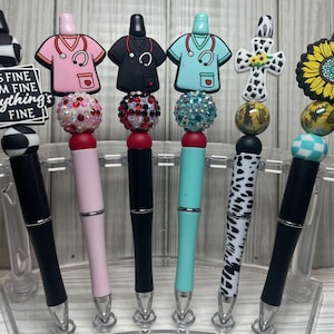 Beaded Pens W/ Silicone Focal Beads