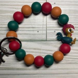 Pulsera de cuentas de gallo con clip para llavero