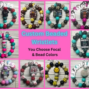 Pulsera de cuentas con barra para llavero, pedido especial. Elige tus cuentas o tema. Personalizado.