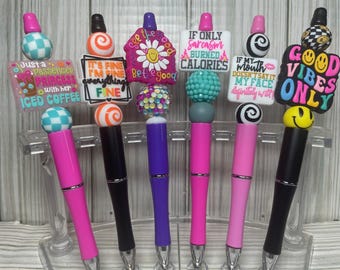 Beaded Pens W/ Silicone Focal Beads