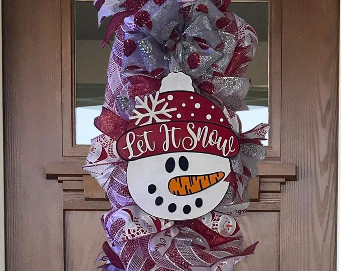Let It Snow Snowman Door Swag - Etsy