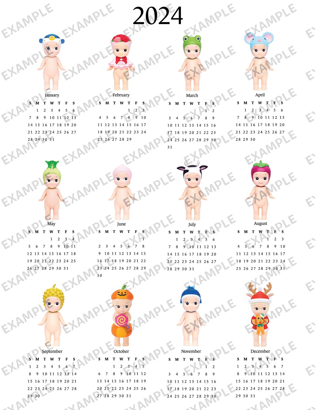 2024 Sonny Angel Calendar Digital Download Letter Size Etsy