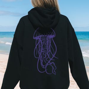 Jellyfish - Hoodie Only Backprint / Ocean Wildlife, Underwater Creature Jumper, Sea Life Pullover, Animal Sweater, Beach Lover Gift