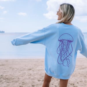 Jellyfish - Sweatshirt Only Backprint / Ocean Crewneck Jumper, Sea Creature Pullover, Marine Life Apparel, Jellyfish Lover Gift