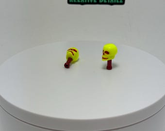 Neon yellow with red Skull Brake Cable Ends For BMX And Other Bikes New Pair Handmade