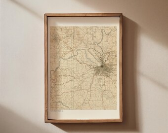 Vintage Montgomery, AL Map Poster - Instant Download Map, Alabama Wall Map, Montgomery Wall Art, Vintage US Map Print