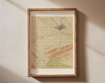 Vintage Phoenix, AZ Map Poster - Instant Download Map, Arizona Wall Map, Phoenix Wall Art, Vintage US Map Print