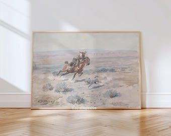 Dipinto ad acquerello con lazo da cowboy - Arte murale western - Arte boho da cowboy - Decorazione per casa ranch - Arte western neutra