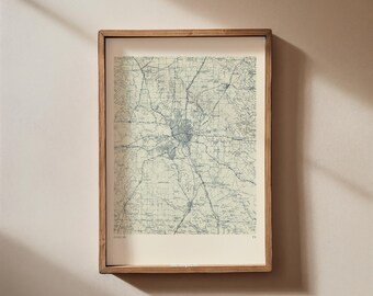 Vintage Map of Dallas, Texas - Instant Download Map - Dallas Wall Art - Vintage US Map Print - Texas Wall Decor