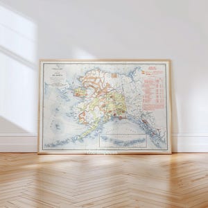 Carte topographique vintage de l'Alaska - carte à téléchargement immédiat - art mural Alaska - impression carte vintage des États-Unis - affiche Alaska - décoration murale Alaska