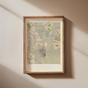 Vintage Karte von Charleston, South Carolina - sofortiger Download - Südcarolina Wandkunst - Vintage Landkarte der USA - Charleston-Wanddekor