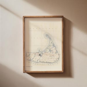 Vintage Nantucket, MA Karte Poster - Instant Download Map, Massachusetts Wandkarte, Nantucket Wandkunst, Vintage US Karte Druck
