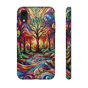 Stained Glass Forest Tough Case, iPhone, Samsung, Google Compatible