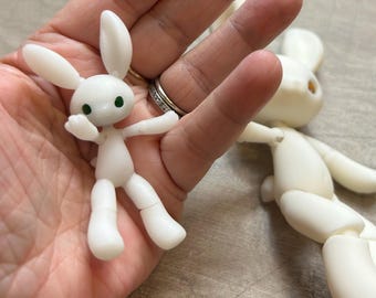 Tiny  BJD 2” Bunny Rabbit Doll Toy Unfinished  colored Eyes